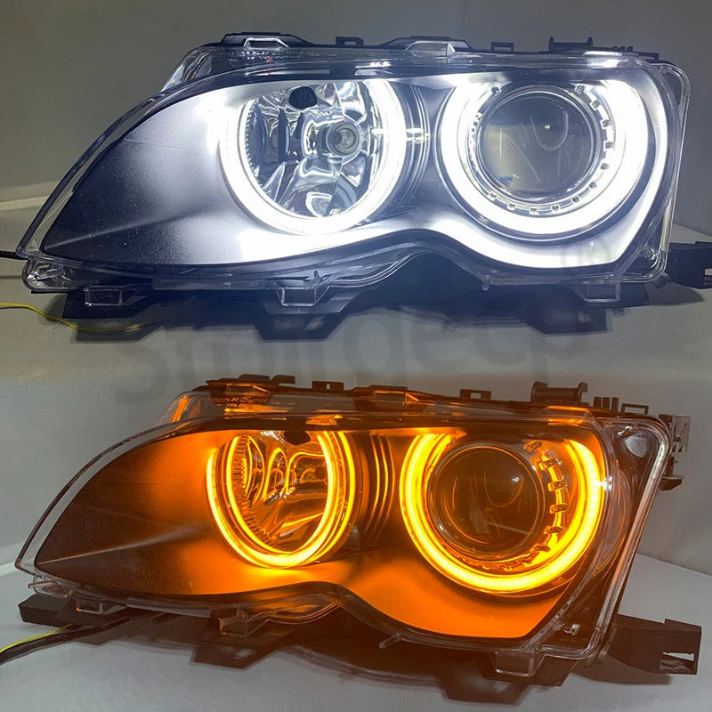 Crystal LED Angel Eyes For BMW E46 M3 E38 E39 E36 Xenon Headlight Tuning DTM Style Halo Rings DRL Daytime Light Retrofit 131mmx4