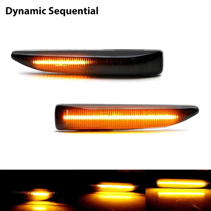 Sequential Amber LED Car Front Bumper Side Marker Turn Signal Lights For BMW 7 Series E65 E66 E67 745LI 750LI 760Li B7 2002-2008