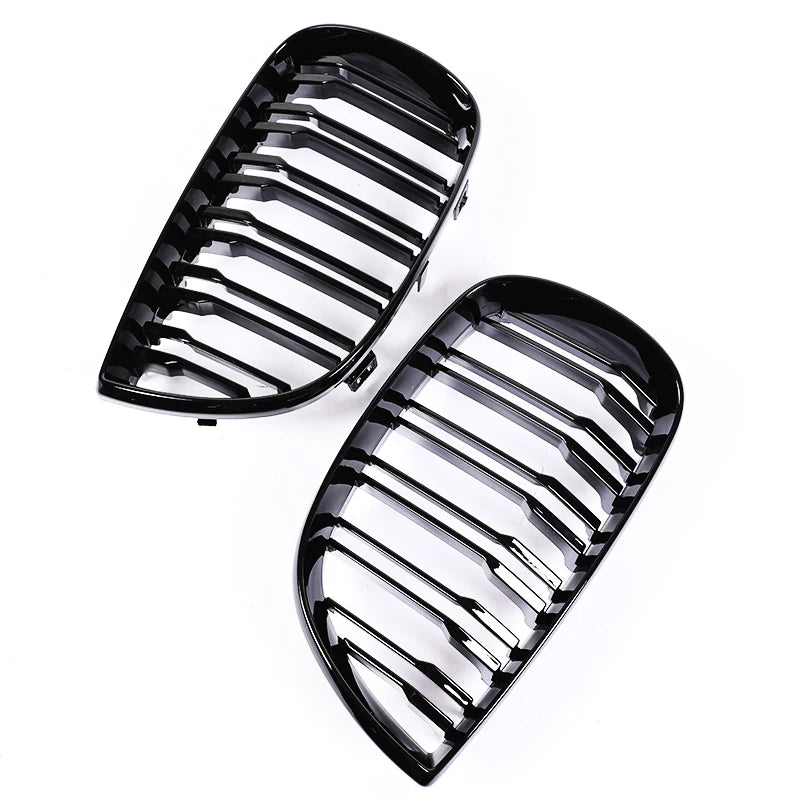 Front Bumper Kindey M Style Grille for BMW 1 Series E81 E82 E88 E87 2004-2011 Double Slat Gloss Black Grill Cover Exterior Part