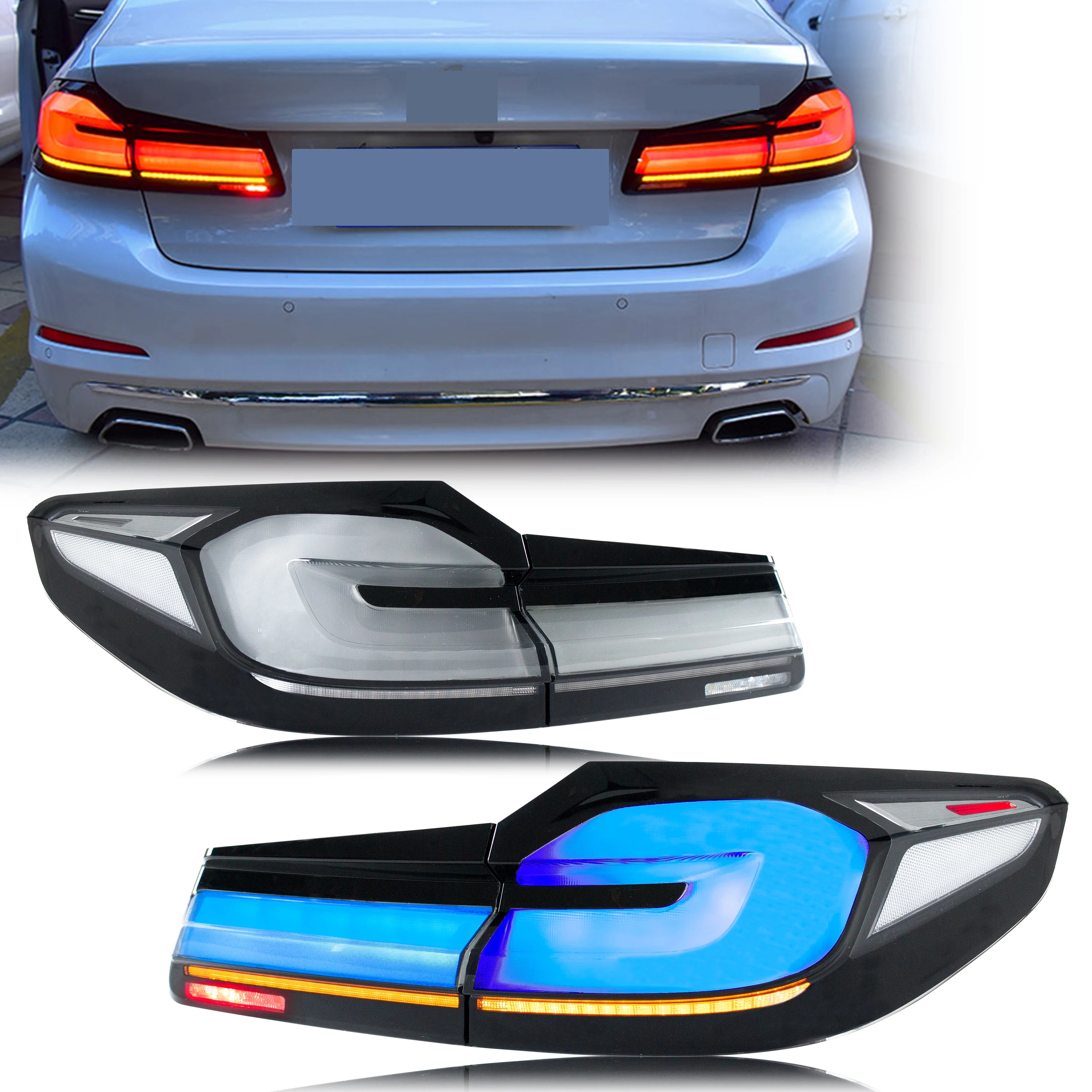 LED Tail Lights for BMW G30 F90 M5 5-Series 2017-2020 Sequential Turn Signal Blue Animation Rear Lamps Assembly