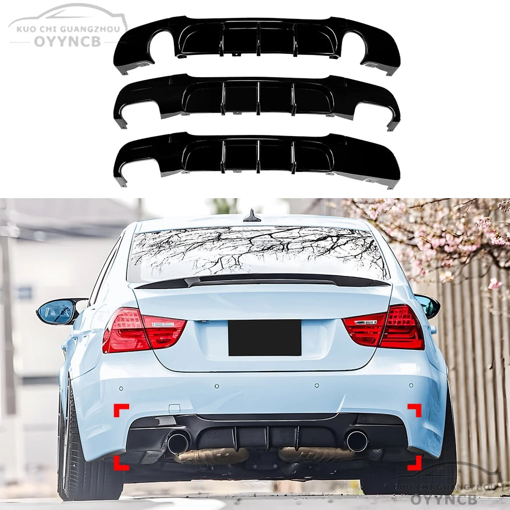 MP Style Rear Bumper Diffuser For BMW 3 Series E90 E91 320i 320d 325d 330d 335i 2005-2012 4-Door M-Sport Bodykits Tuning Black