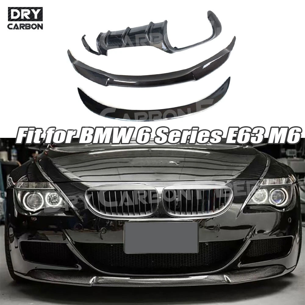 Carbon Fiber Front Bumper Lip Chin Rear Bumper Diffuser Lip Rear Spoiler Car Accessories for BMW 6 Series E63 E64 M6 2006-2010