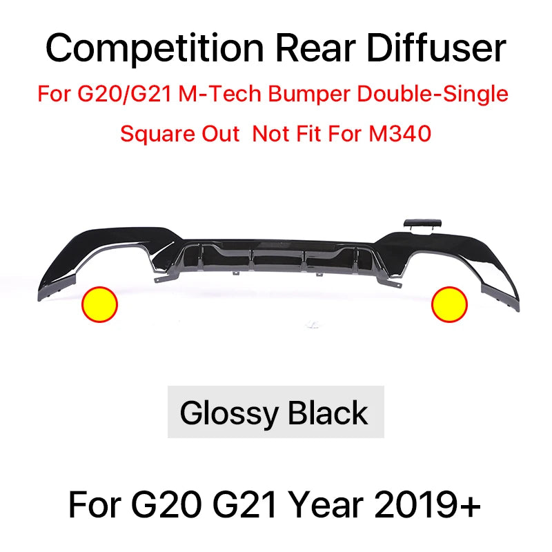 Rear Bumper Diffuser For BMW 3 Series G20 G21 M Tech Body Kit MP Competition Diffusor M340i 325i 2019 2020 2021 2022 2023