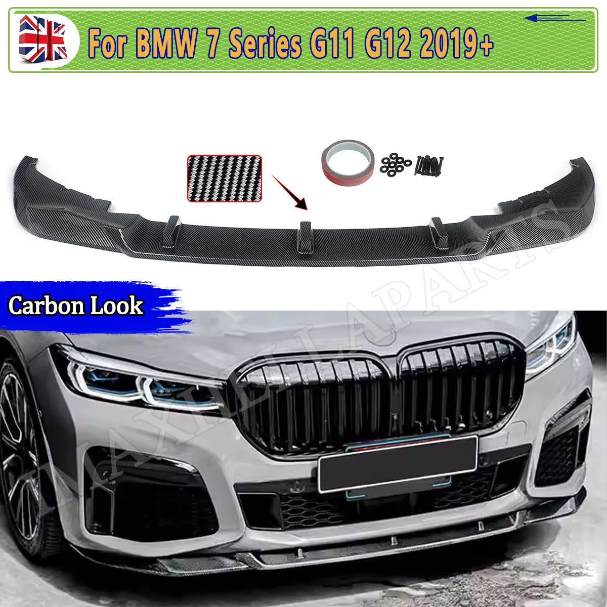 CARBON LOOK FRONT LIP FOR BMW 7 SERIES G11 G12 730i 740i 750i 730d 2019 2020 2021 2022 front bumper SPOILER SPLITTER PERFORMANCE