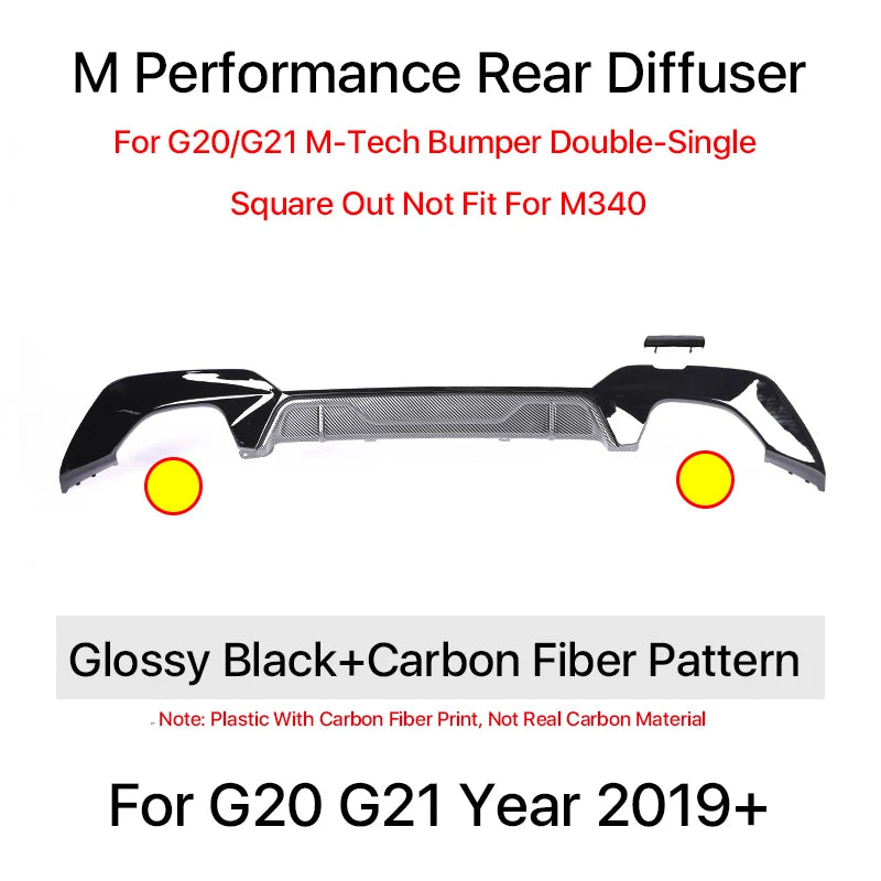 Rear Bumper Diffuser For BMW 3 Series G20 G21 M Tech Body Kit MP Competition Diffusor M340i 325i 2019 2020 2021 2022 2023