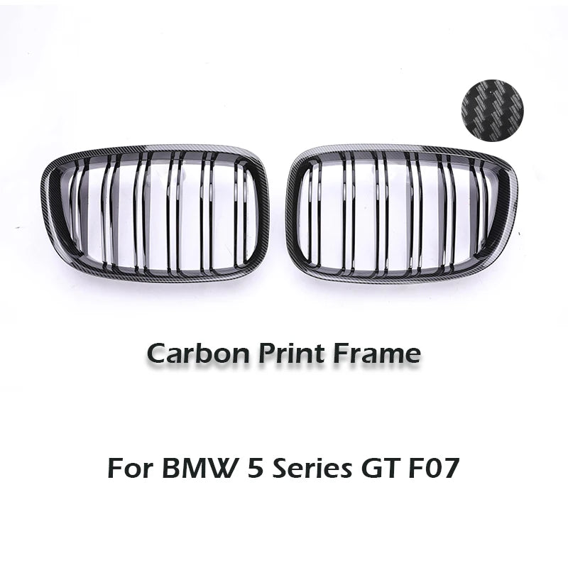Kidney Grill Grille For BMW 5 Series Gran Turismo GT F07 2009-2017 M Color Chrome Carbon Fiber Pattern Racing Style 535i GT