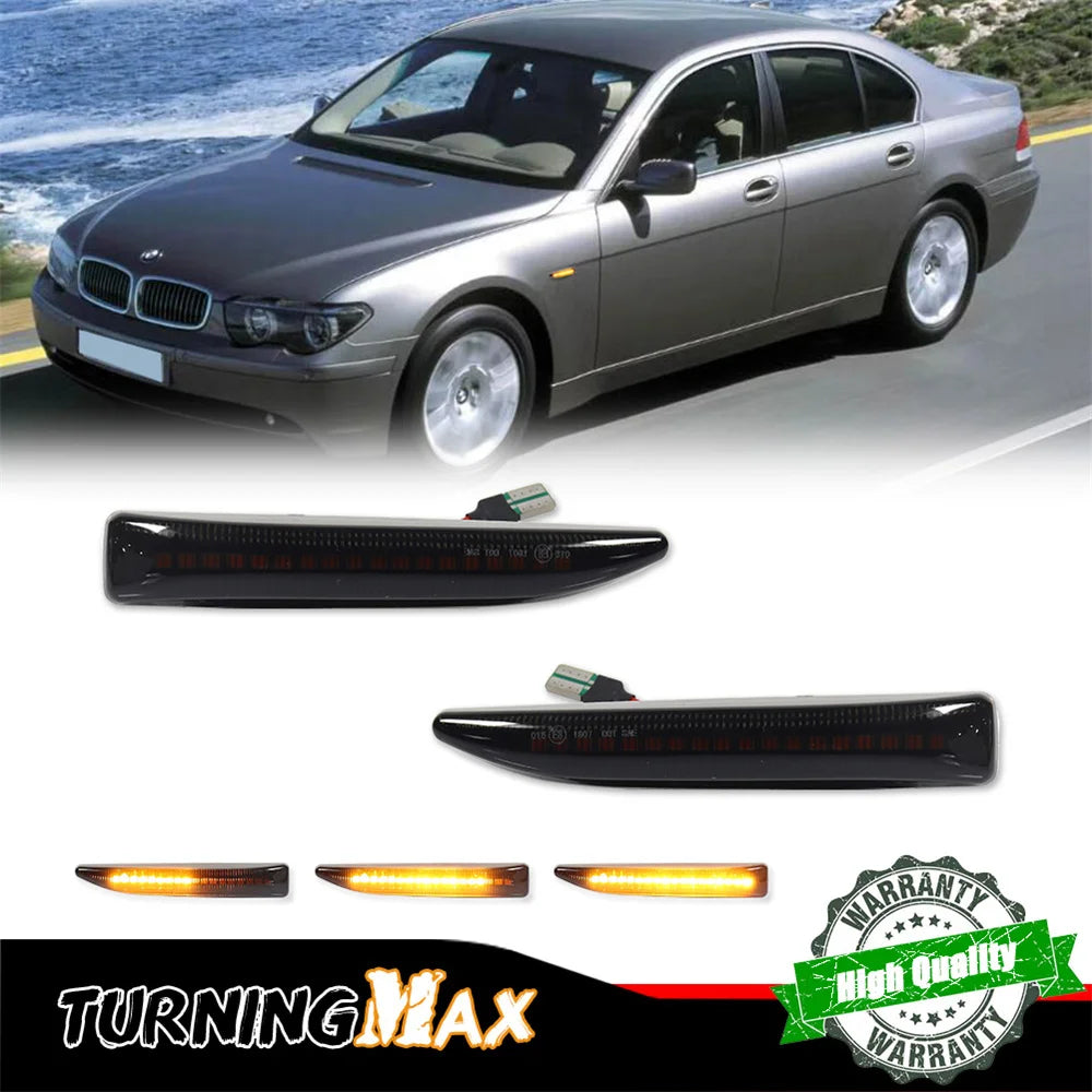 Sequential Amber LED Car Front Bumper Side Marker Turn Signal Lights For BMW 7 Series E65 E66 E67 745LI 750LI 760Li B7 2002-2008