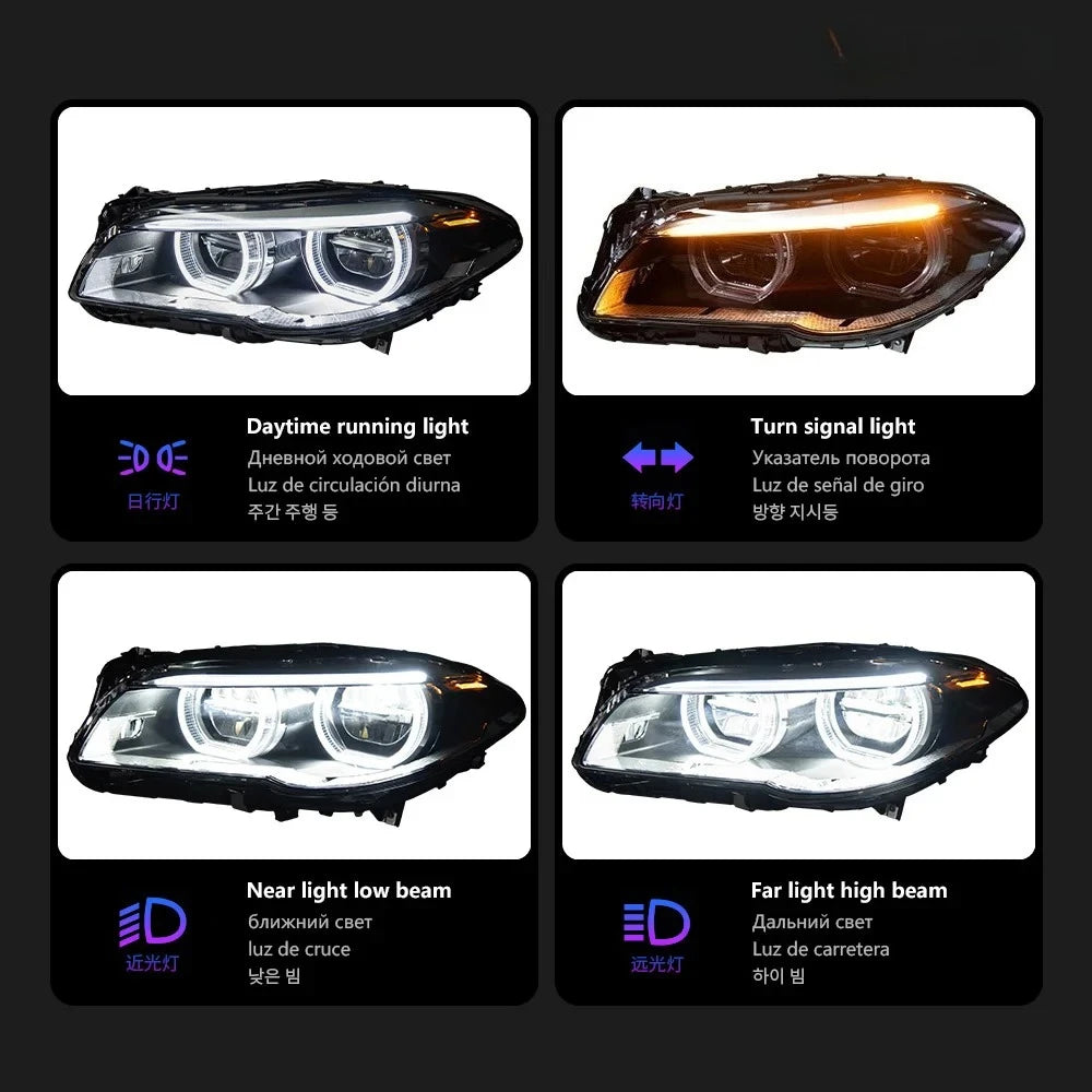Headlight For BMW 5 Series F10 F18 LED Headlights 2010-2013 Head Lamp Car Styling DRL Signal Projector Lens Auto Accessories
