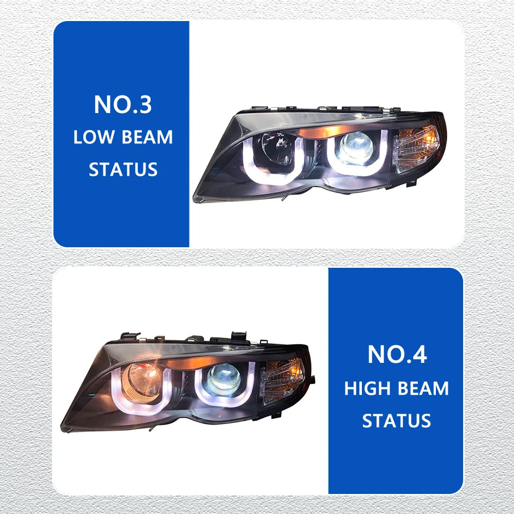 LED HeadLights for BMW 3 series E46 4 doors 02-06 full led DRL Car head lamp Assembly Signal Auto Accessories Modified Lamp