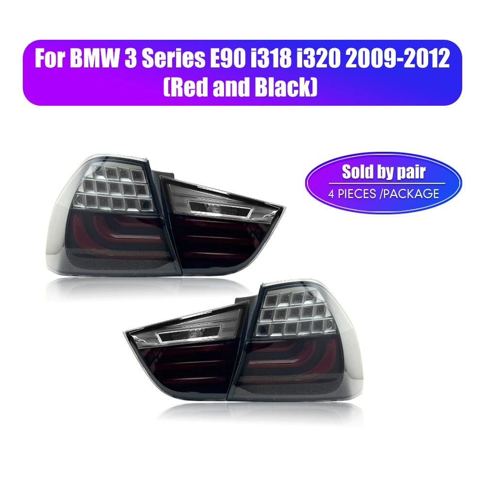 For BMW 3 Series E90 i318 i320 2005-2012 LED Car Tail Light Assembly Flowing Water Flicker Tail Lamps Plug and Play Taillights