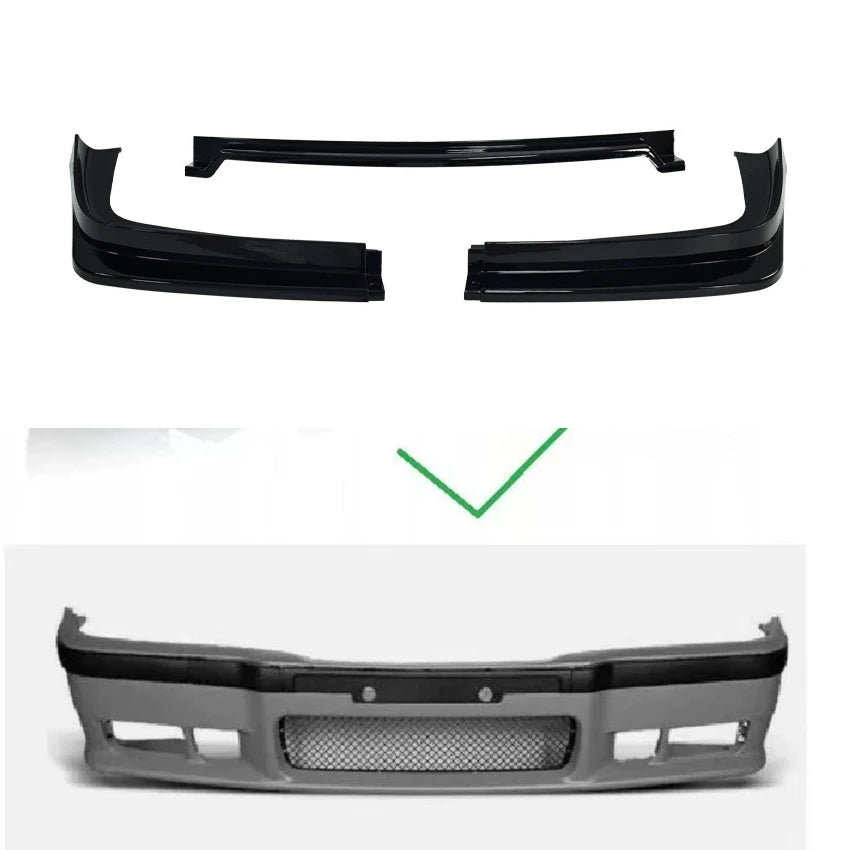 Car Front Bumper Spoiler Lip For BMW E36 M3 4-Door Sedan 2Door Coupe 1990-2002 Gloss Black Look Lower Diffuser Splitter Body Kit