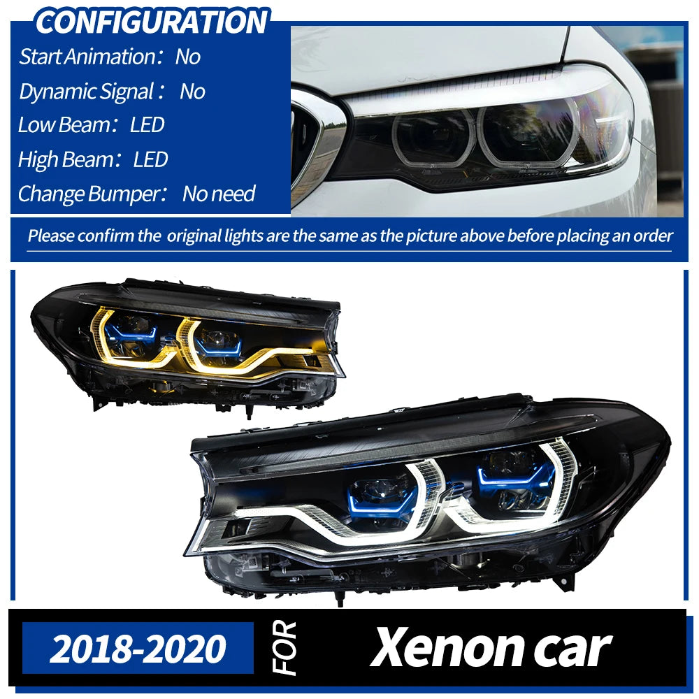 AKD CAR Lights for BMW G30 LED Headlight 2018-2020 520I 525i 530I 520D G38 F90 Head Lamp DRL Signal Laser style Auto Accessories