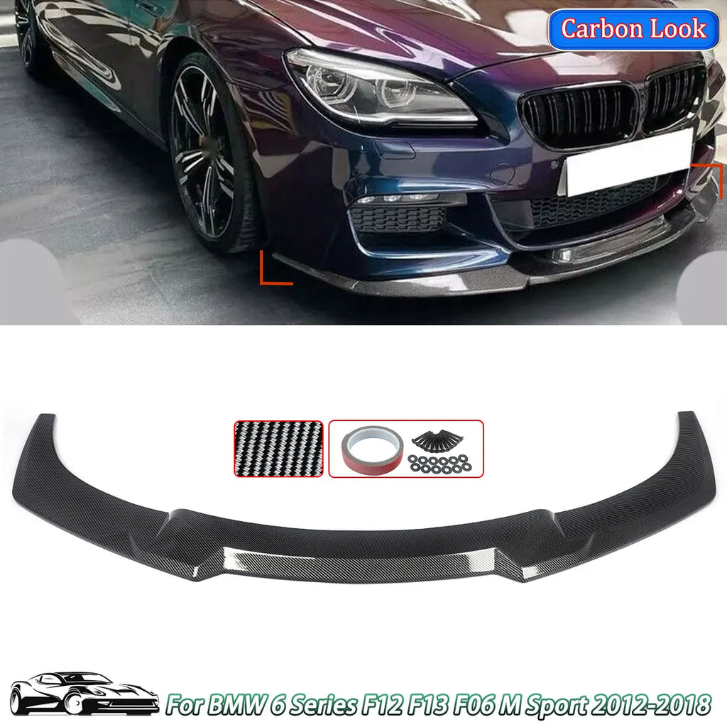 Magickit Carbon Fiber Look Front Lip Splitter Fits For 2012-2018 BMW 6 Series F06 F12 F13 M Sport Front Bumper Lip Spoiler