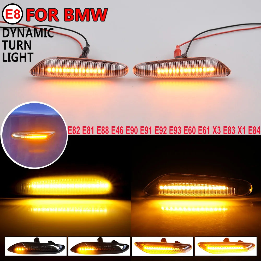Sequential Flashing LED Turn Signal Side Marker Light For BMW E60 E61 E90 E91 E87 E81 E83 E84 E88 E92 E93 E82 E46 1 3 5 series