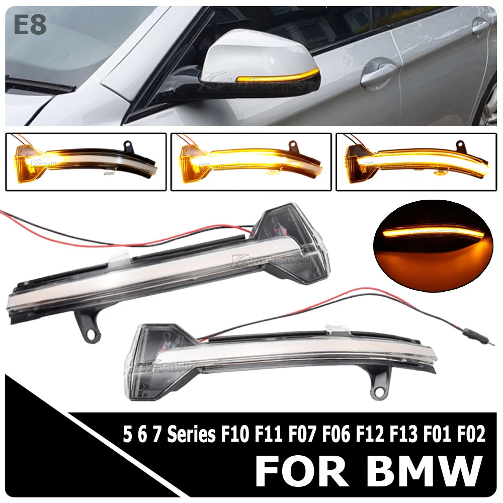LED Dynamic Turn Signal Blinker Flowing Water Flashing Light For BMW 5 6 7 Series F10 F11 F07 F06 F12 F13 F01 F02