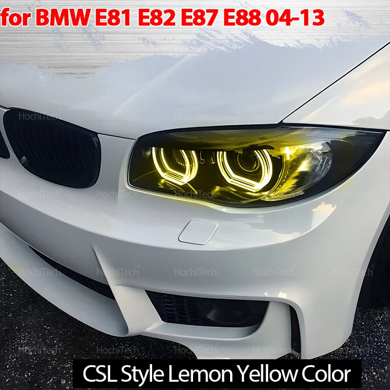 For BMW 1 Series E81 E82 E87 E88 1M 04-13 Xenon Headlight CS CSL Style Lemon Yellow Ring Angel Eyes LED Tuning Headlight Rings