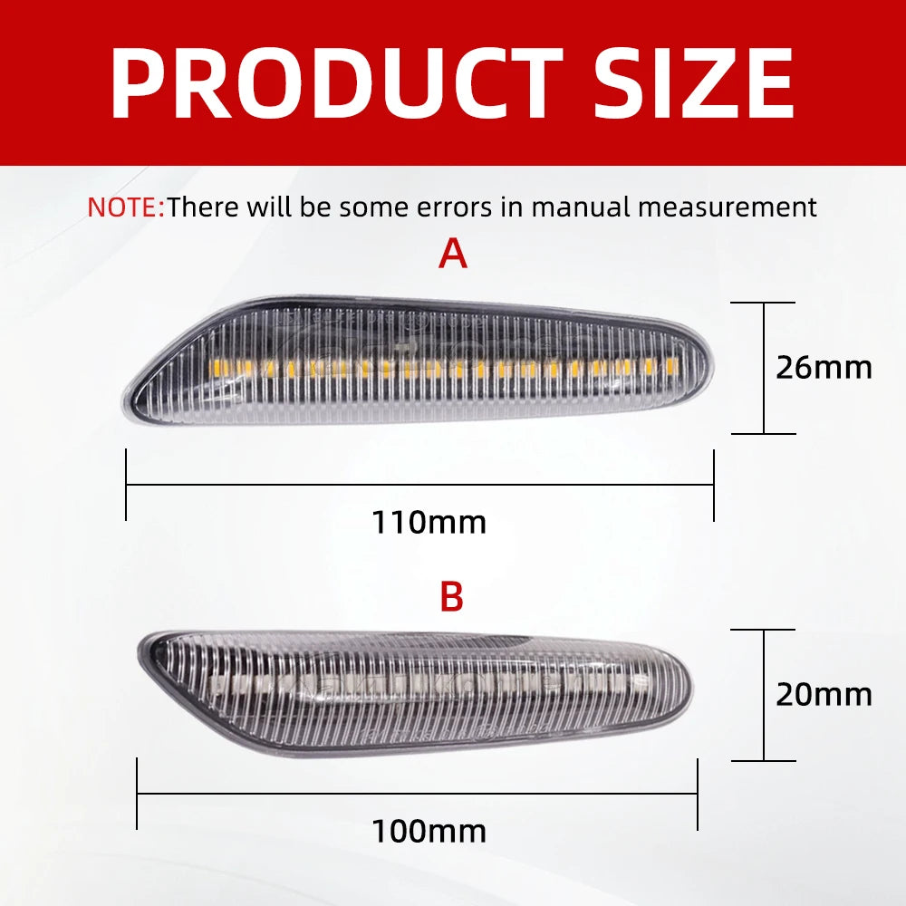 Sequential Flashing LED Dynamic Turn Signal Side Marker Light 2Pcs For BMW E60 E61 E90 E91 E87 E81 E83 E84 E88 E92 E93 E82 E46