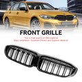 Black Dual Slat Kidney Grille Grill 51138072085 Fit for BMW 3 Series G20 2019-2022