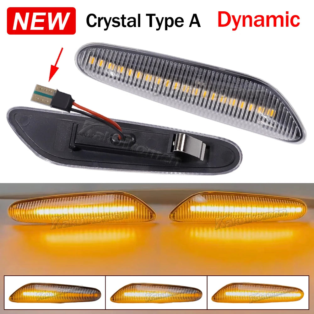 Sequential Flashing LED Dynamic Turn Signal Side Marker Light 2Pcs For BMW E60 E61 E90 E91 E87 E81 E83 E84 E88 E92 E93 E82 E46