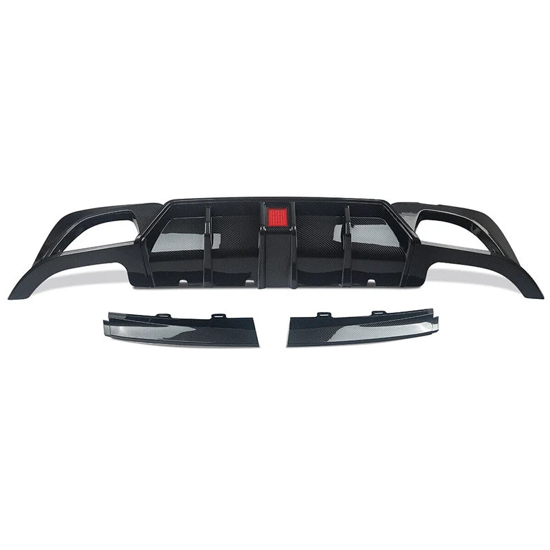 For 2019-2022 BMW 3 Series G20 G21 330i M340i Car Rear Bumper Lip Diffuser W/LED Carbon Fiber Gloss Black M Sport Accessories