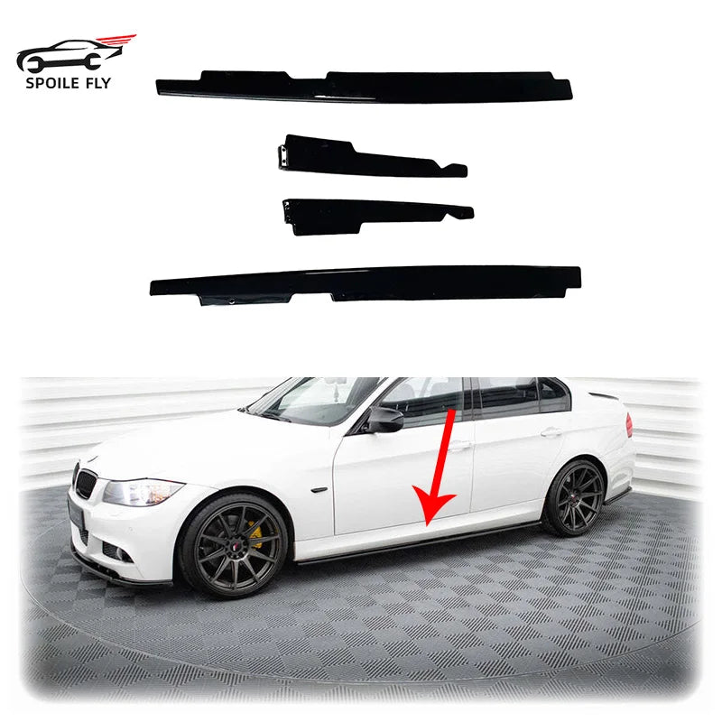 High Quality ABS Car Side Skirt For BMW E90 E92 E93 M3 4-Door 2005-2013 Splitters Diffuser Bumper Spoiler Body kit Glossy Black