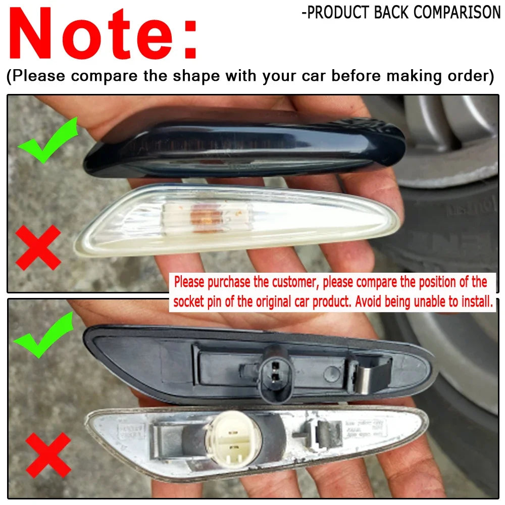 Sequential Flashing LED Dynamic Turn Signal Side Marker Light 2Pcs For BMW E60 E61 E90 E91 E87 E81 E83 E84 E88 E92 E93 E82 E46