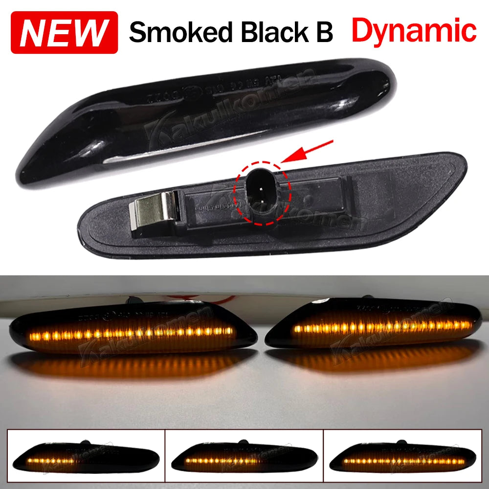 Sequential Flashing LED Dynamic Turn Signal Side Marker Light 2Pcs For BMW E60 E61 E90 E91 E87 E81 E83 E84 E88 E92 E93 E82 E46