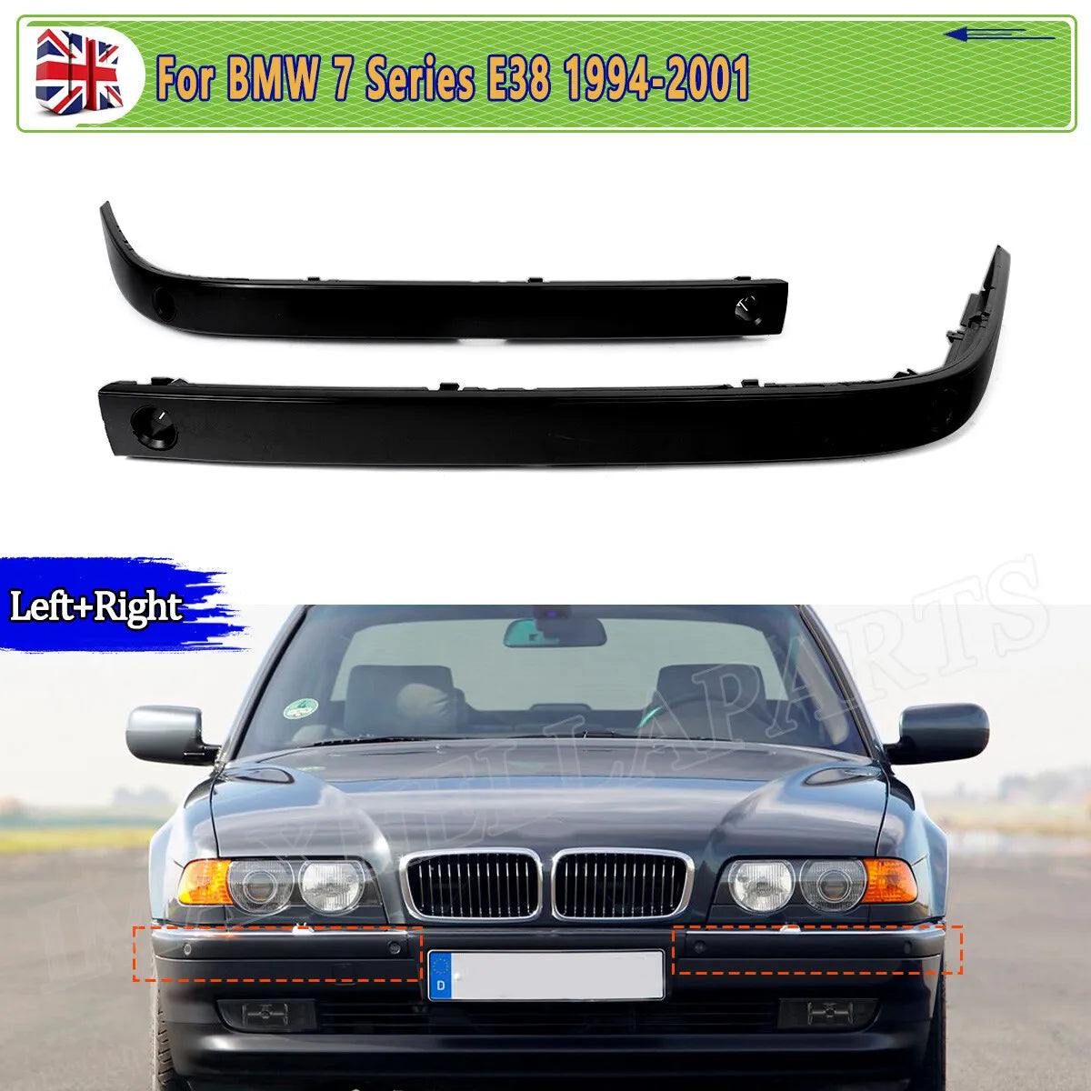 For BMW E38 7 Series Front Bumper Frame Lip 730d 735i 740i 750i 1994 1995 1996 1997 1998 1999 2000 2001 Front Bumper Cover Trim