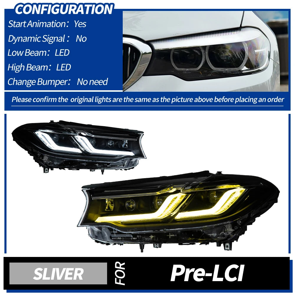 AKD Car Lights for BMW G30 LED Headlight Projector Lens 2017-2020 525i 530i 535i F90 G38 Head Lamp DRL Signal Auto Accessories