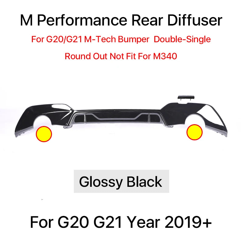 Rear Bumper Diffuser For BMW 3 Series G20 G21 M Tech Body Kit MP Competition Diffusor M340i 325i 2019 2020 2021 2022 2023