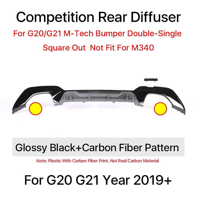 Rear Bumper Diffuser For BMW 3 Series G20 G21 M Tech Body Kit MP Competition Diffusor M340i 325i 2019 2020 2021 2022 2023