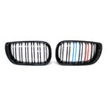 1Pair Car Front Kidney Grills Gloss Black Double Slat Hood Grill for BMW 3 Series E46 2002-2005 Racing Grille Car Replacement