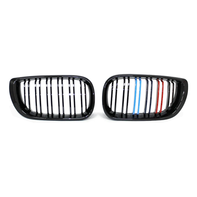1Pair Car Front Kidney Grills Gloss Black Double Slat Hood Grill for BMW 3 Series E46 2002-2005 Racing Grille Car Replacement