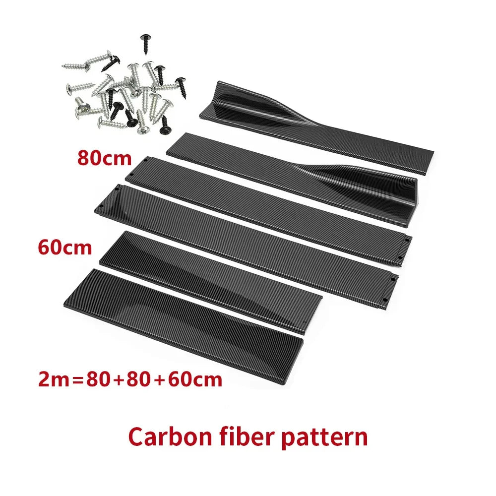 New 2m/2.2m Universal Side Skirts Rocker Diffuser Extension Rocker Panels Lip Splitters Bumper Carbon Black Side Skirt Spoiler