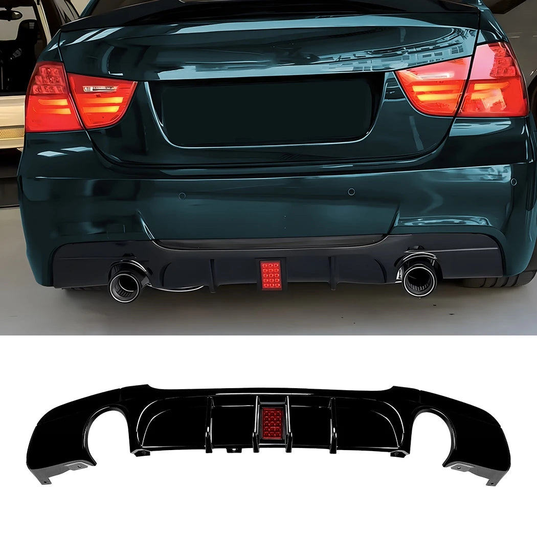 MP Style Rear Bumper Diffuser For BMW 3 Series E90 E91 320i 320d 325d 330d 335i 2005-2012 4-Door M-Sport Bodykits Tuning Black