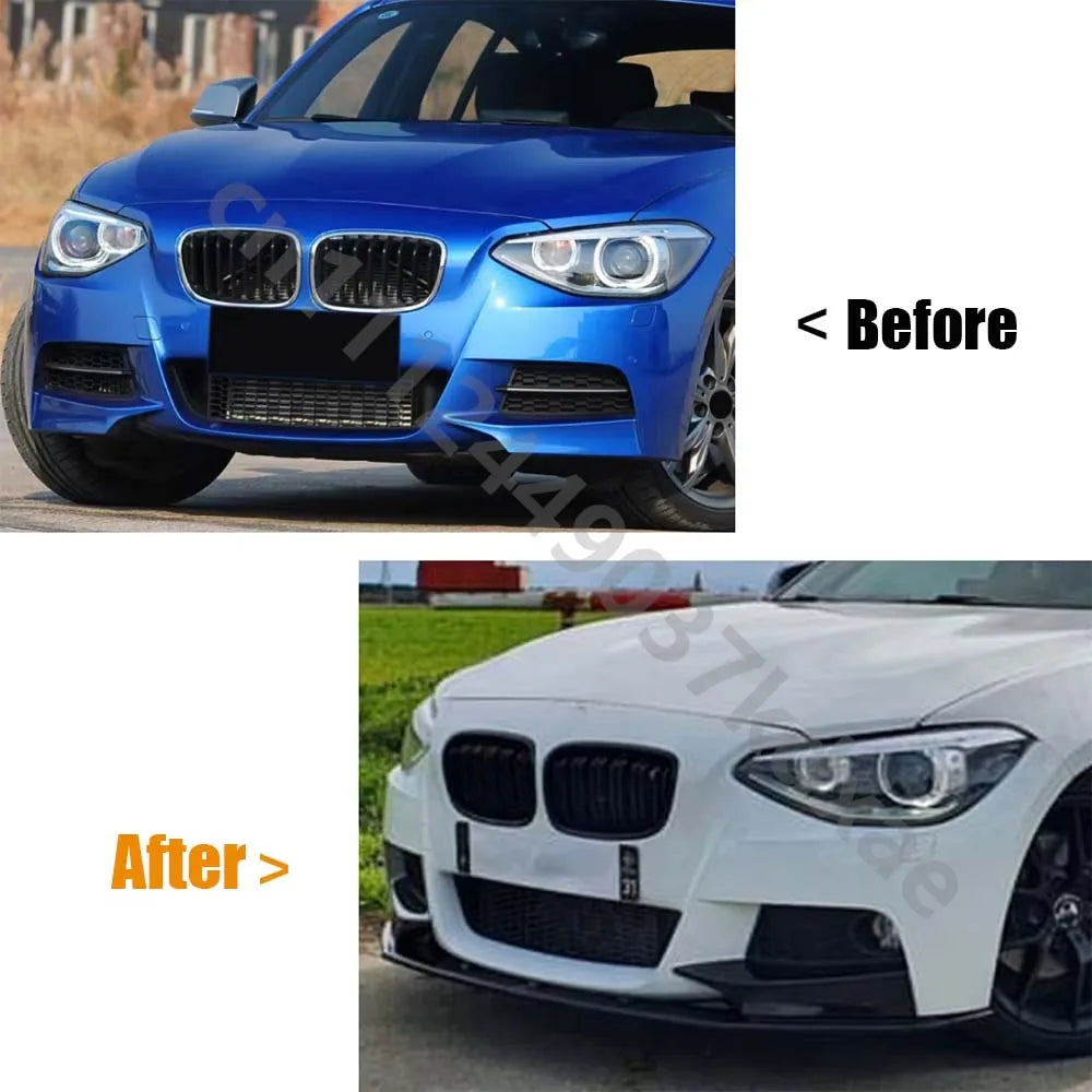 For 2011-2014  BMW 1 Series M135i F20 F21 M Sport Maxton Style Gloss Black Carbon Look Car Front Bumper Splitter Lip