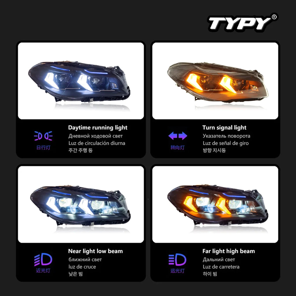 Car For BMW 5 Series F10 F18 Headlights 2011-2017 Upgrade Modified to New DRL Dynamic Turn Signal LED Headlight Auto Accessories