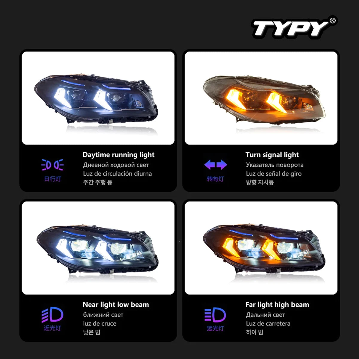 Car For BMW 5 Series F10 F18 Headlights 2011-2017 Upgrade Modified to New DRL Dynamic Turn Signal LED Headlight Auto Accessories