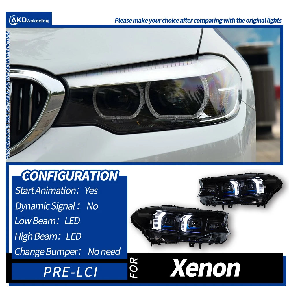AKD Car Lights for BMW G30 LED Headlight Projector Lens 2017-2020 525i 530i 535i G38 F90 Head Lamp DRL Signal Auto Accessories