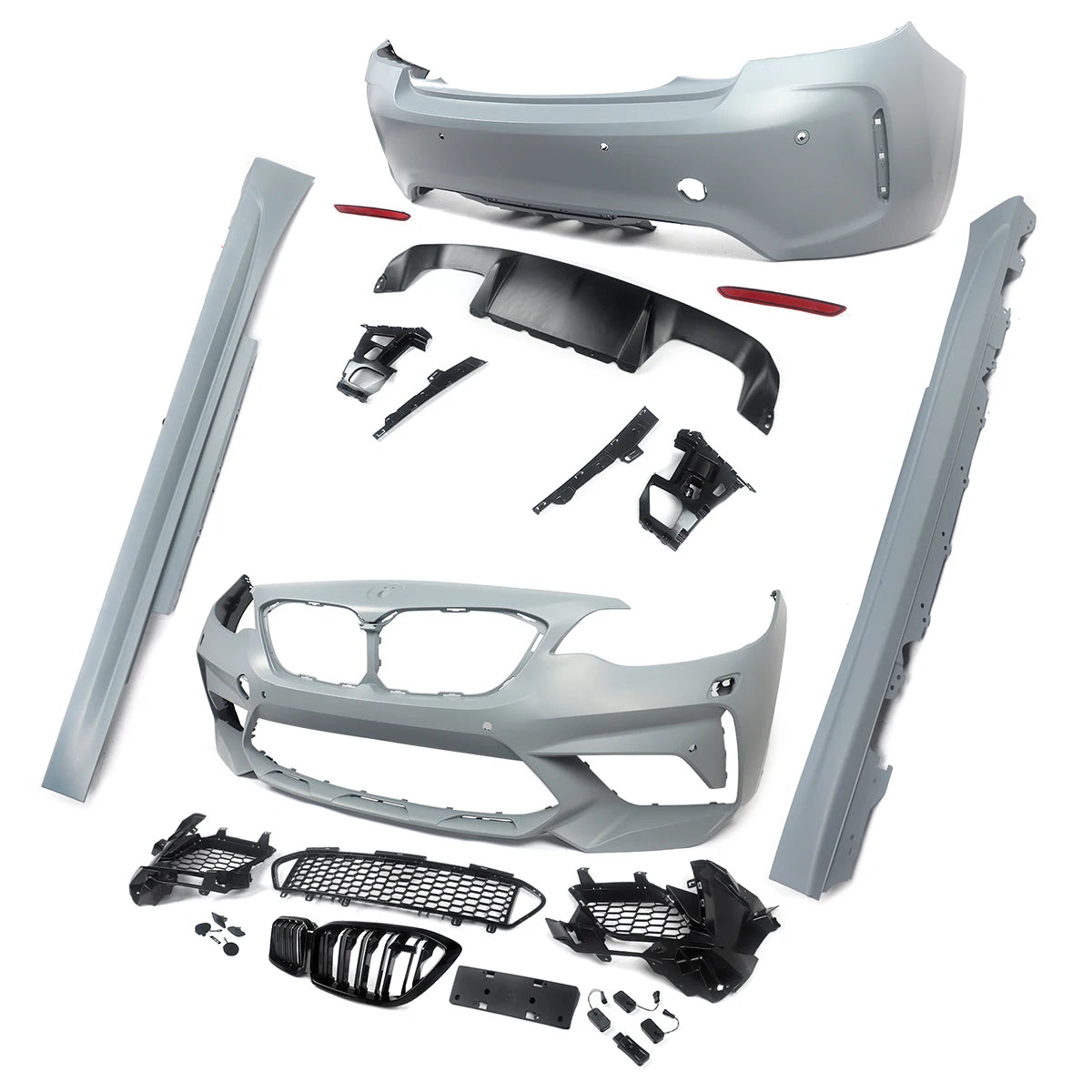 For BMW 2 Series F22 Coupe Upgrade M2 CS Style Front Bumper Lip & Rear Diffuser Complete Kits Bodykits 220i 225i M240i 230i
