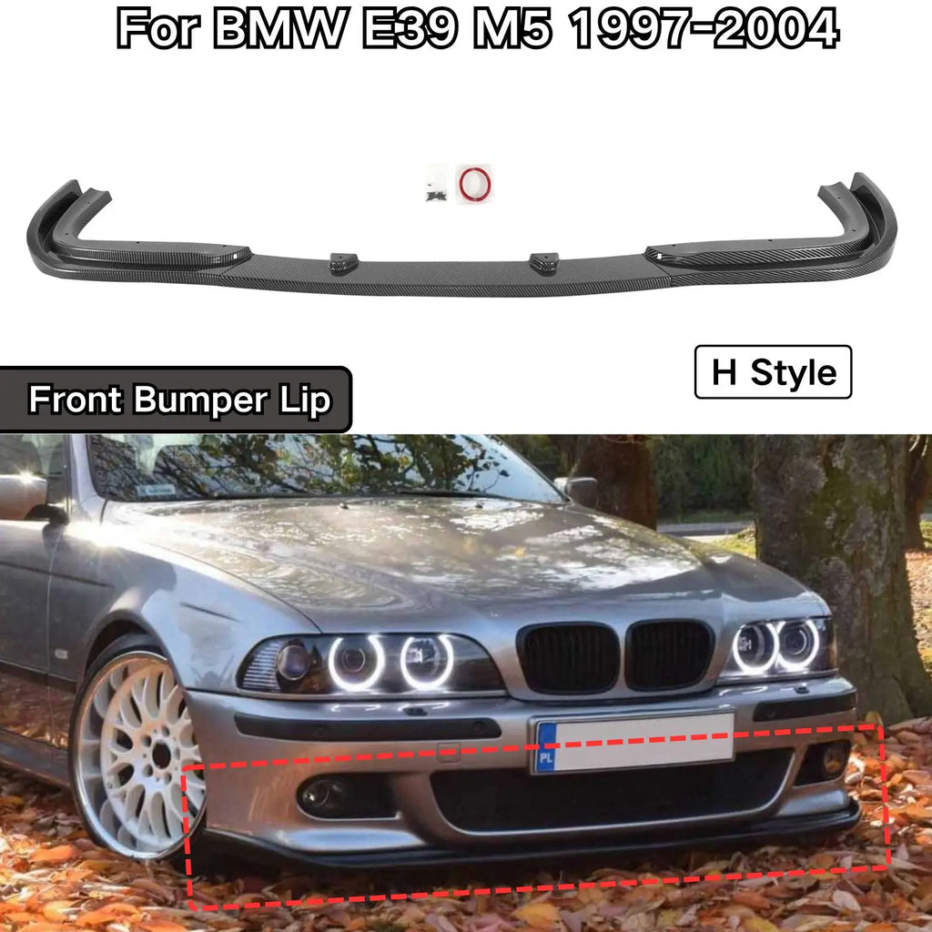 For BMW E39 M5 1997 1998 1999 2000-2004 Front Bumper Lip H Style Car Accessories Body Kit Spoiler Splitter Glossy Black 3PCS