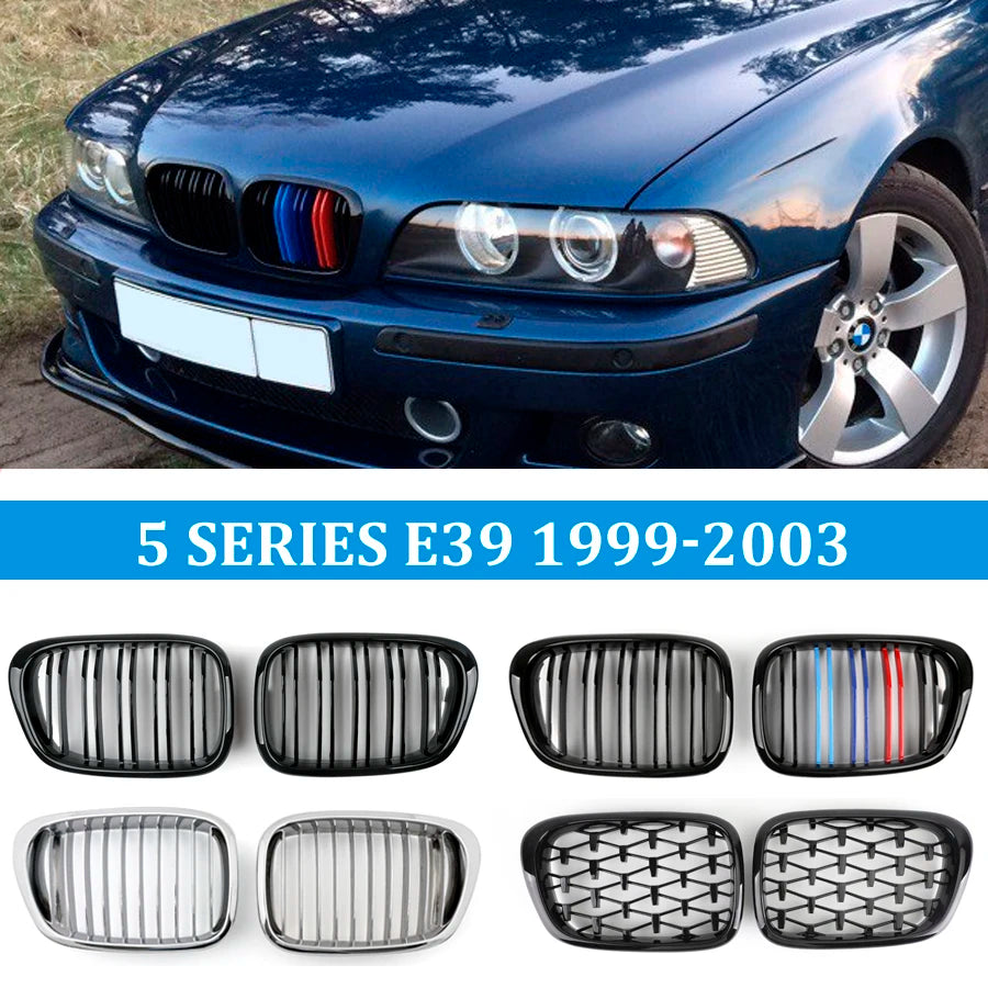for BMW E39 5 Series Facelift Grill Black Matte Chrome Front Kidney Grille Car Tuning Body Kit