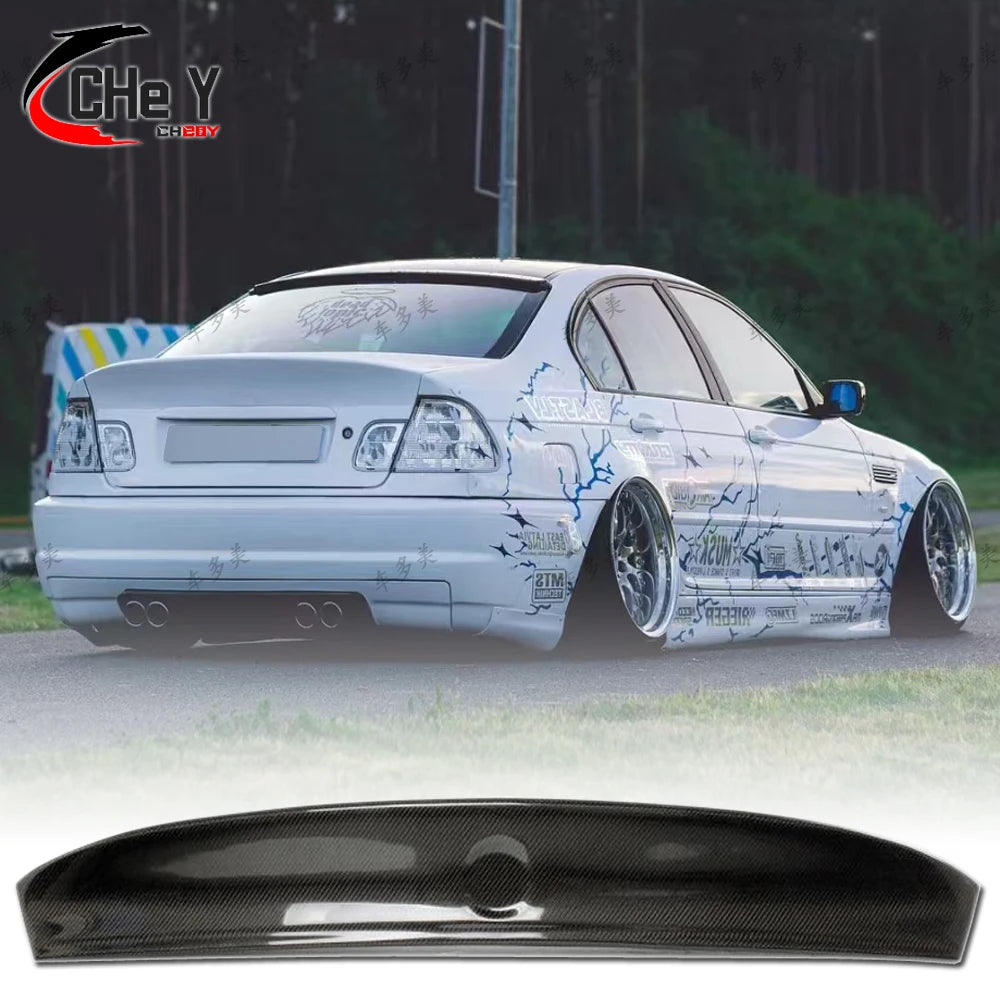 For BMW 3 -Series E46 Sedan 4Doors Real Carbon Fiber Trunk Tuning Spoiler Lip M3 E46 Accessories CLS Style Rear Spoiler
