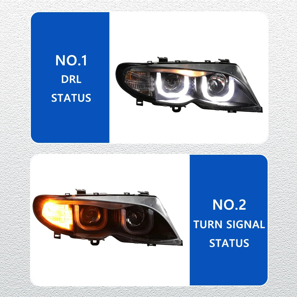 LED HeadLights for BMW 3 series E46 4 doors 02-06 full led DRL Car head lamp Assembly Signal Auto Accessories Modified Lamp