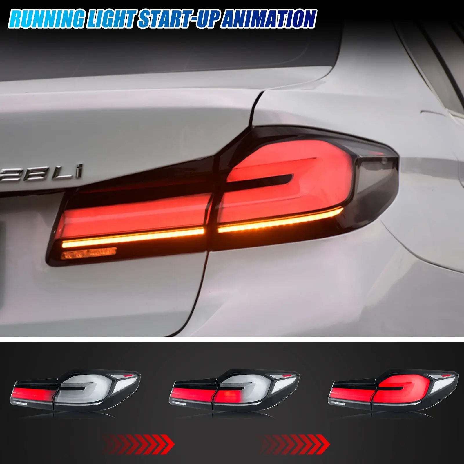 LED Tail Lights for BMW G30 F90 M5 5-Series 2017-2020 Sequential Turn Signal Blue Animation Rear Lamps Assembly