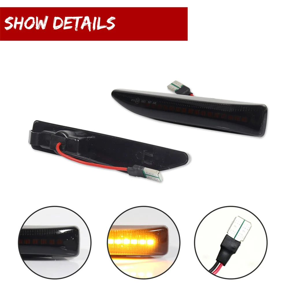 Sequential Amber LED Car Front Bumper Side Marker Turn Signal Lights For BMW 7 Series E65 E66 E67 745LI 750LI 760Li B7 2002-2008