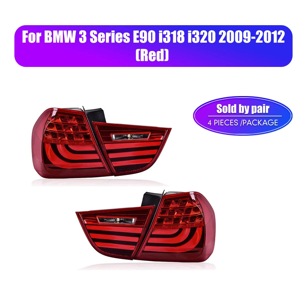 For BMW 3 Series E90 i318 i320 2005-2012 LED Car Tail Light Assembly Flowing Water Flicker Tail Lamps Plug and Play Taillights