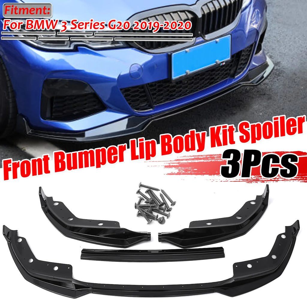 3PCS MP Style G20 Car Front Bumper Lip Spoiler Splitter Diffuser Detachable Body Kit Cover Guard For BMW 3 Series G20 2019 2020