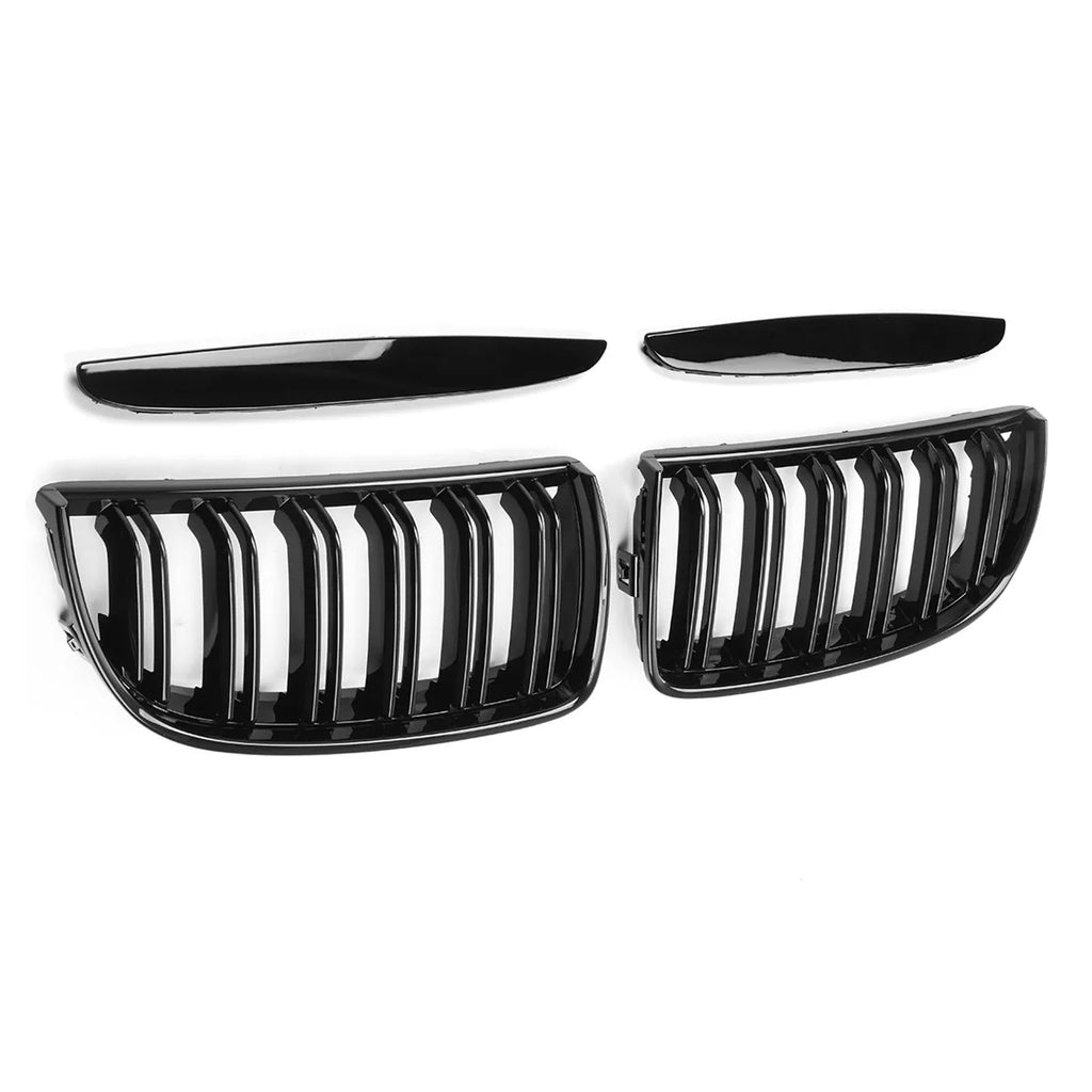 Car Grille Grill Front Kidney Gloss Black Double Slat Hood Grille For BMW E90 E91 Pre-Facelift 2005 2006 2007 2008 Racing Grills