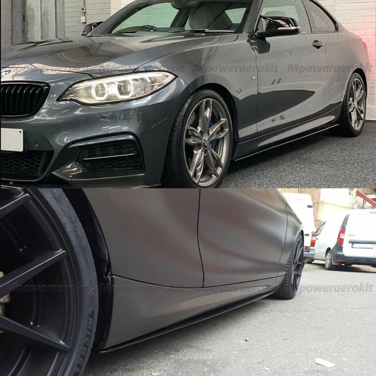 For BMW 1'2' Series E82 F20 F21 F22 F44 Side Skirts Extension Blades Gloss Black